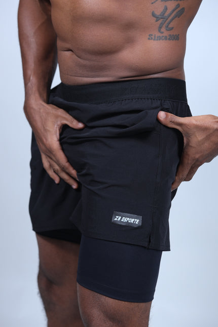 Short ZB Cross Compress (2em1) Ultra Black/Black